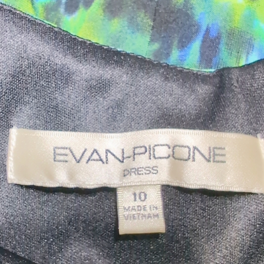 Evan Picone Blue and Green Sleeveless Stretch Floral Midi Dress - Picture 5 of 6